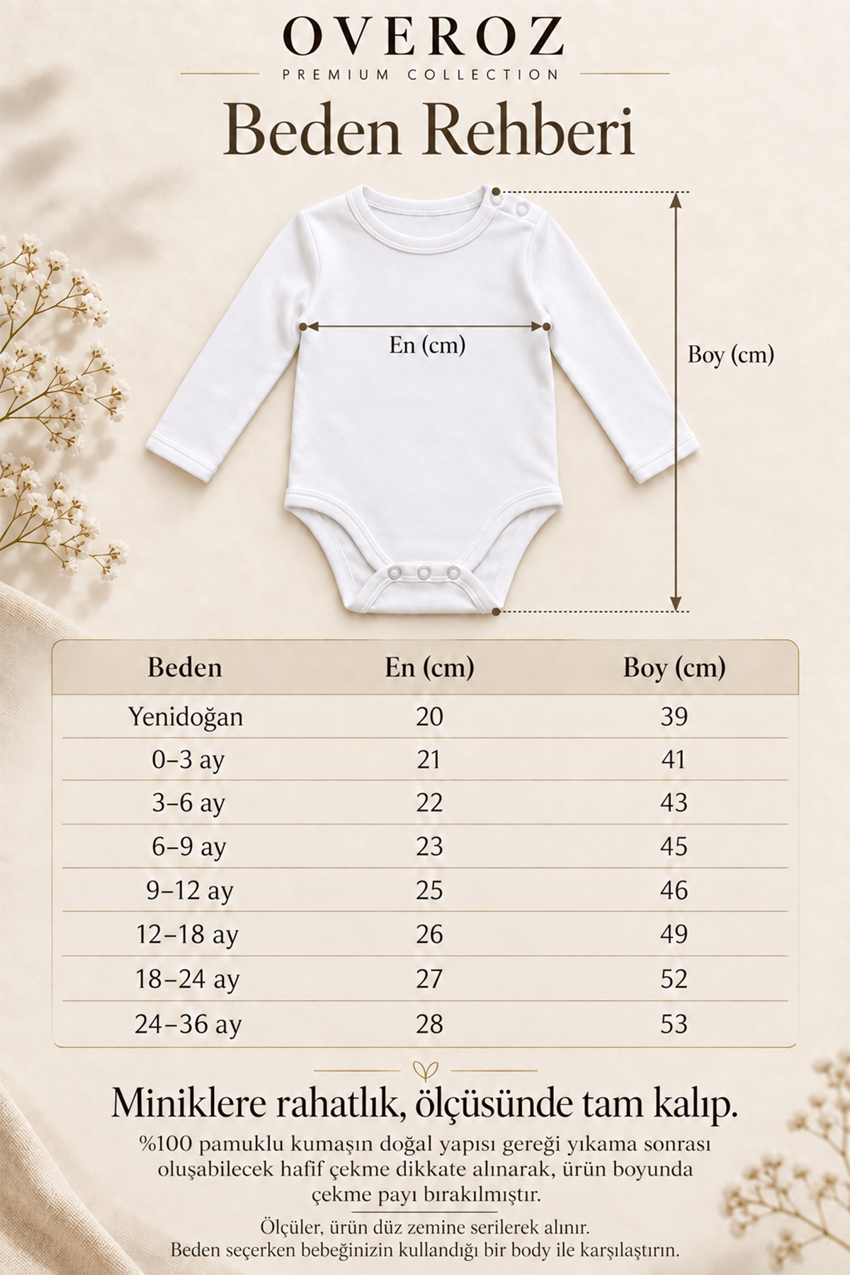Babaanne Yazılı Bebek Zıbın Ahşap Kalpler Baskılı Beyaz Uzun Kollu Body 6133 - Görsel 2